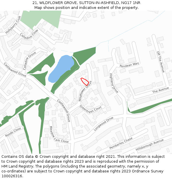 21, WILDFLOWER GROVE, SUTTON-IN-ASHFIELD, NG17 1NR: Location map and indicative extent of plot