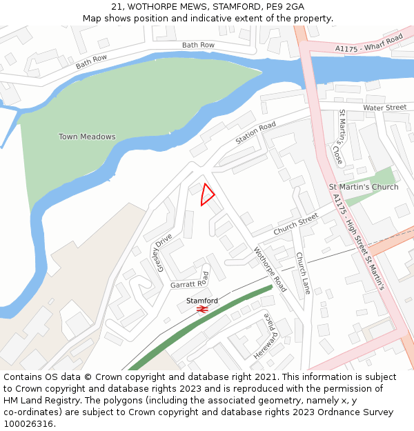 21, WOTHORPE MEWS, STAMFORD, PE9 2GA: Location map and indicative extent of plot