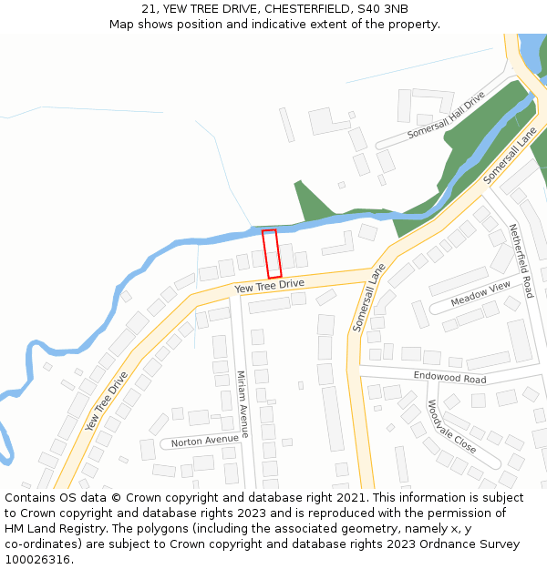 21, YEW TREE DRIVE, CHESTERFIELD, S40 3NB: Location map and indicative extent of plot