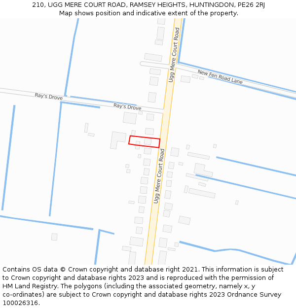 210, UGG MERE COURT ROAD, RAMSEY HEIGHTS, HUNTINGDON, PE26 2RJ: Location map and indicative extent of plot