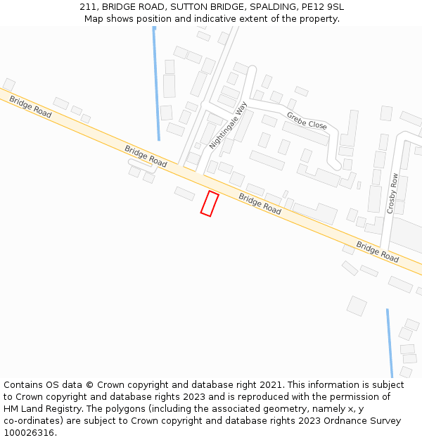 211, BRIDGE ROAD, SUTTON BRIDGE, SPALDING, PE12 9SL: Location map and indicative extent of plot