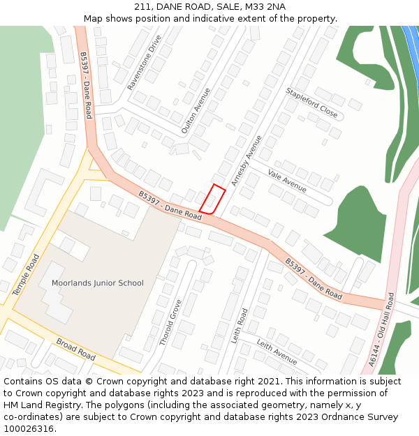 211, DANE ROAD, SALE, M33 2NA: Location map and indicative extent of plot