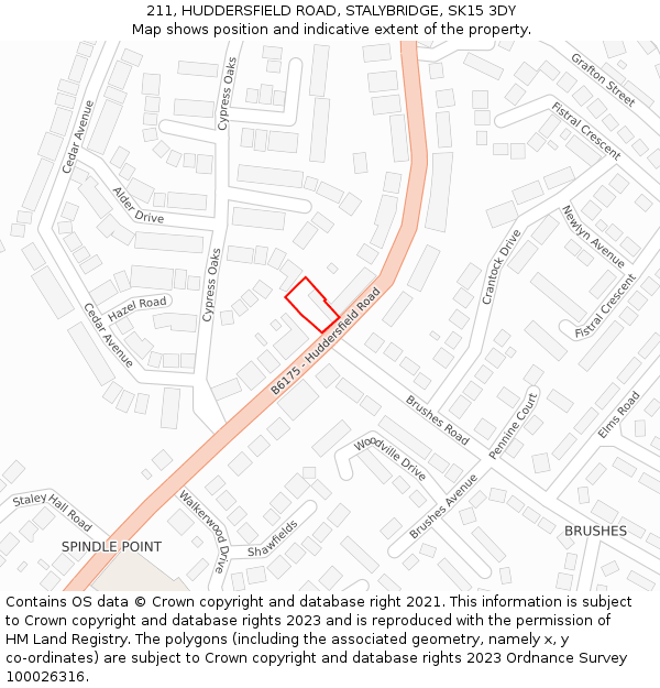 211, HUDDERSFIELD ROAD, STALYBRIDGE, SK15 3DY: Location map and indicative extent of plot