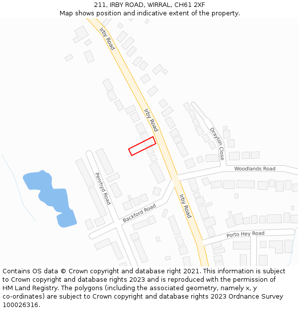 211, IRBY ROAD, WIRRAL, CH61 2XF: Location map and indicative extent of plot