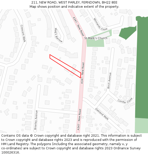 211, NEW ROAD, WEST PARLEY, FERNDOWN, BH22 8EE: Location map and indicative extent of plot