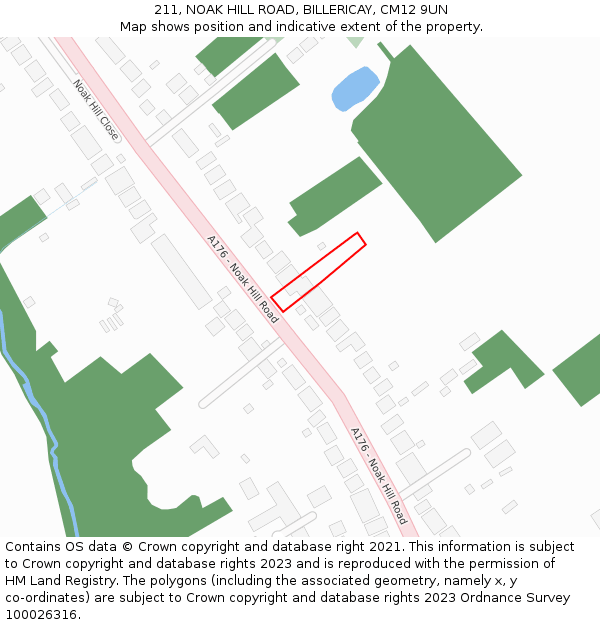 211, NOAK HILL ROAD, BILLERICAY, CM12 9UN: Location map and indicative extent of plot
