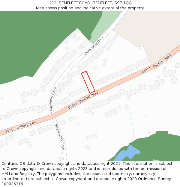 212, BENFLEET ROAD, BENFLEET, SS7 1QQ: Location map and indicative extent of plot