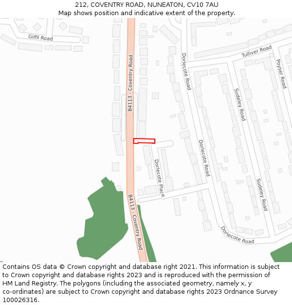 212, COVENTRY ROAD, NUNEATON, CV10 7AU: Location map and indicative extent of plot