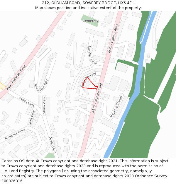 212, OLDHAM ROAD, SOWERBY BRIDGE, HX6 4EH: Location map and indicative extent of plot