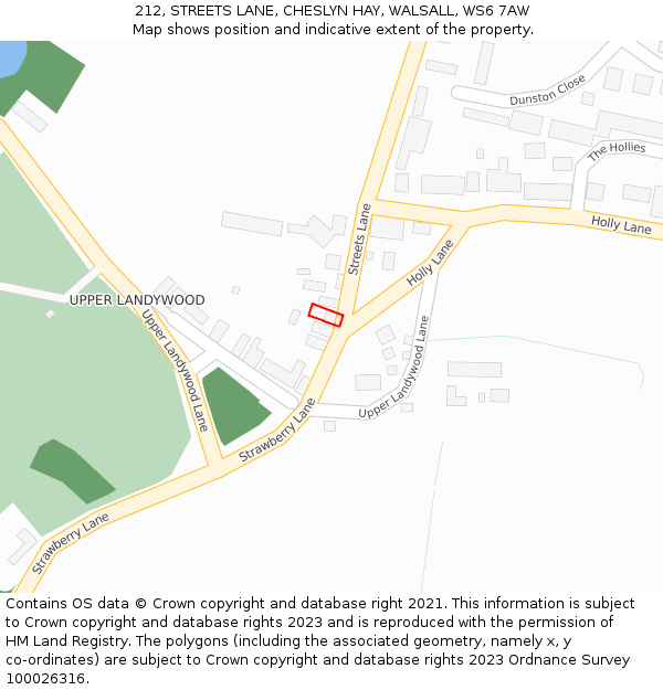 212, STREETS LANE, CHESLYN HAY, WALSALL, WS6 7AW: Location map and indicative extent of plot