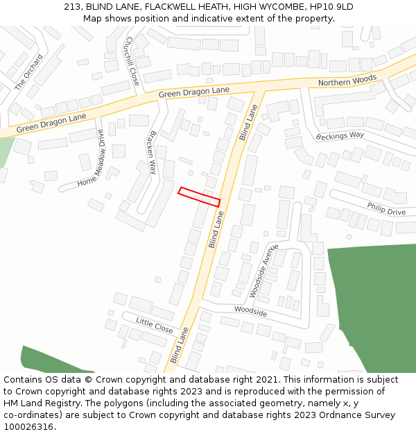 213, BLIND LANE, FLACKWELL HEATH, HIGH WYCOMBE, HP10 9LD: Location map and indicative extent of plot