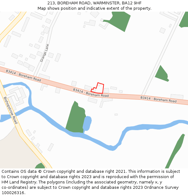 213, BOREHAM ROAD, WARMINSTER, BA12 9HF: Location map and indicative extent of plot