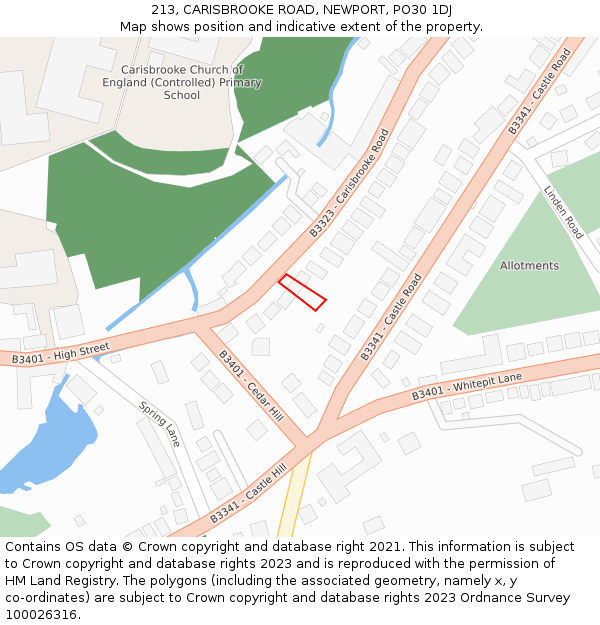 213, CARISBROOKE ROAD, NEWPORT, PO30 1DJ: Location map and indicative extent of plot