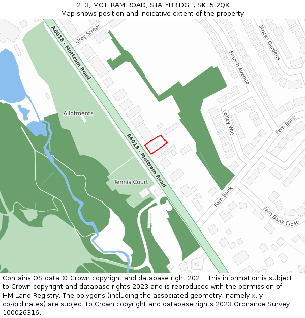 213, MOTTRAM ROAD, STALYBRIDGE, SK15 2QX: Location map and indicative extent of plot