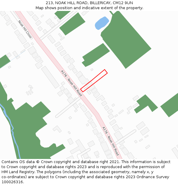 213, NOAK HILL ROAD, BILLERICAY, CM12 9UN: Location map and indicative extent of plot