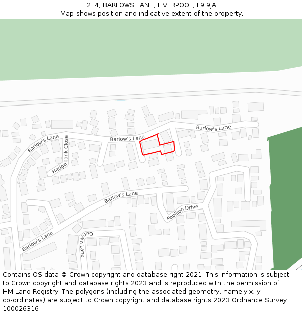 214, BARLOWS LANE, LIVERPOOL, L9 9JA: Location map and indicative extent of plot