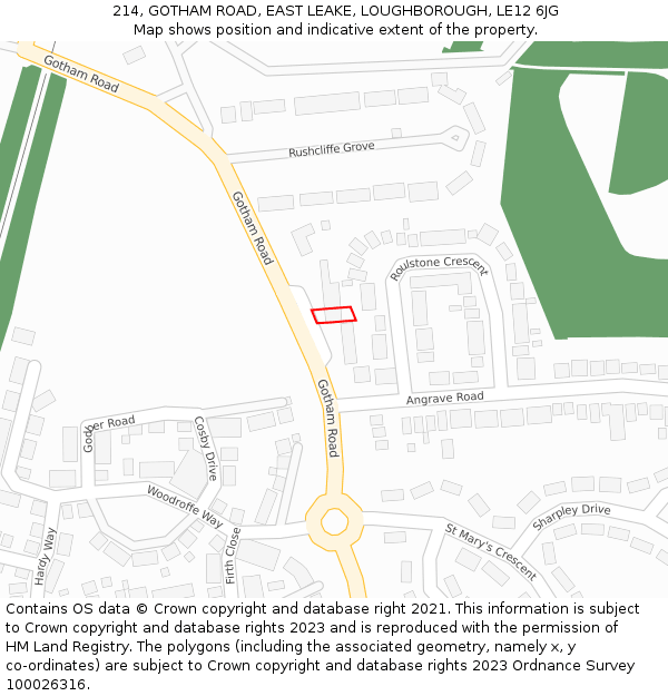 214, GOTHAM ROAD, EAST LEAKE, LOUGHBOROUGH, LE12 6JG: Location map and indicative extent of plot