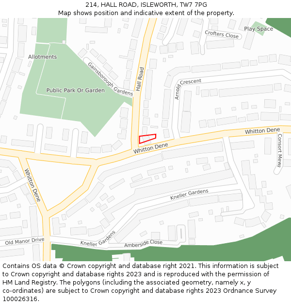 214, HALL ROAD, ISLEWORTH, TW7 7PG: Location map and indicative extent of plot