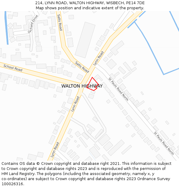 214, LYNN ROAD, WALTON HIGHWAY, WISBECH, PE14 7DE: Location map and indicative extent of plot