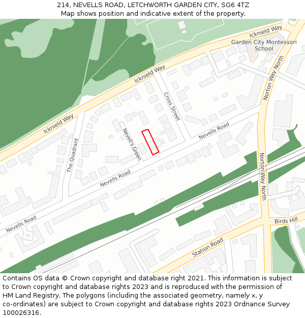 214, NEVELLS ROAD, LETCHWORTH GARDEN CITY, SG6 4TZ: Location map and indicative extent of plot