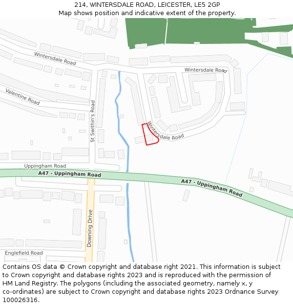 214, WINTERSDALE ROAD, LEICESTER, LE5 2GP: Location map and indicative extent of plot