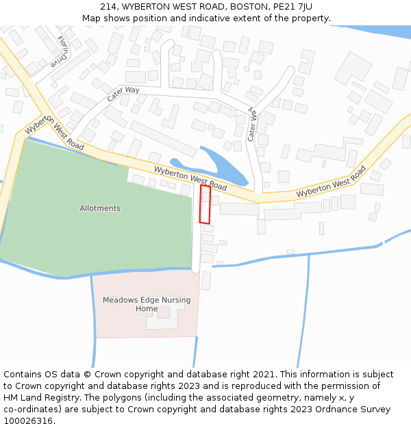 214, WYBERTON WEST ROAD, BOSTON, PE21 7JU: Location map and indicative extent of plot