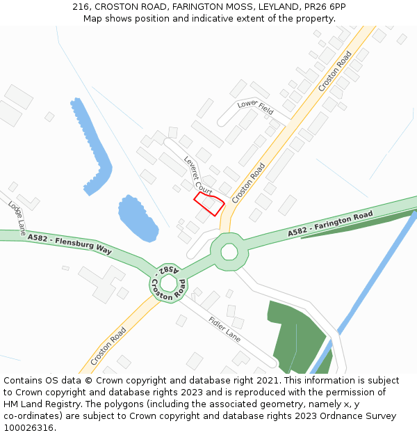 216, CROSTON ROAD, FARINGTON MOSS, LEYLAND, PR26 6PP: Location map and indicative extent of plot