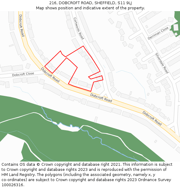 216, DOBCROFT ROAD, SHEFFIELD, S11 9LJ: Location map and indicative extent of plot