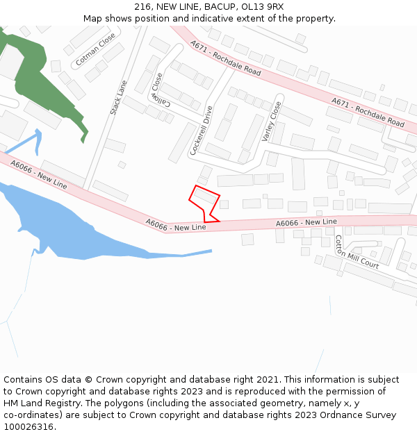 216, NEW LINE, BACUP, OL13 9RX: Location map and indicative extent of plot