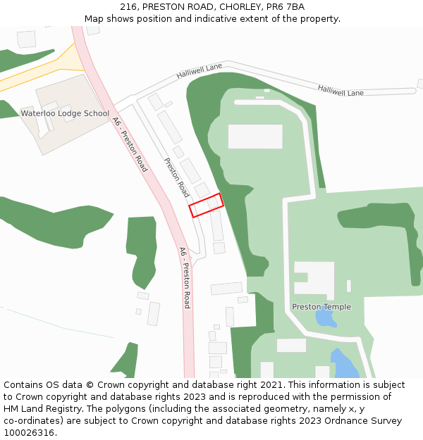 216, PRESTON ROAD, CHORLEY, PR6 7BA: Location map and indicative extent of plot
