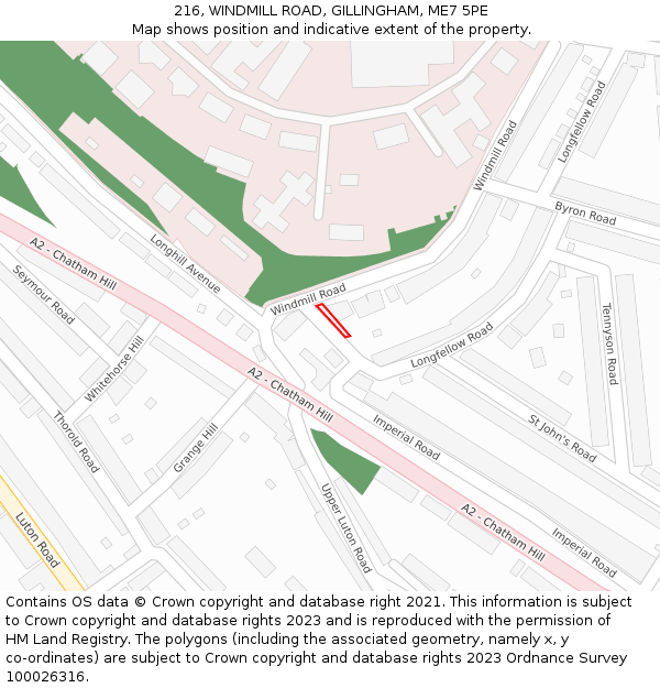 216, WINDMILL ROAD, GILLINGHAM, ME7 5PE: Location map and indicative extent of plot