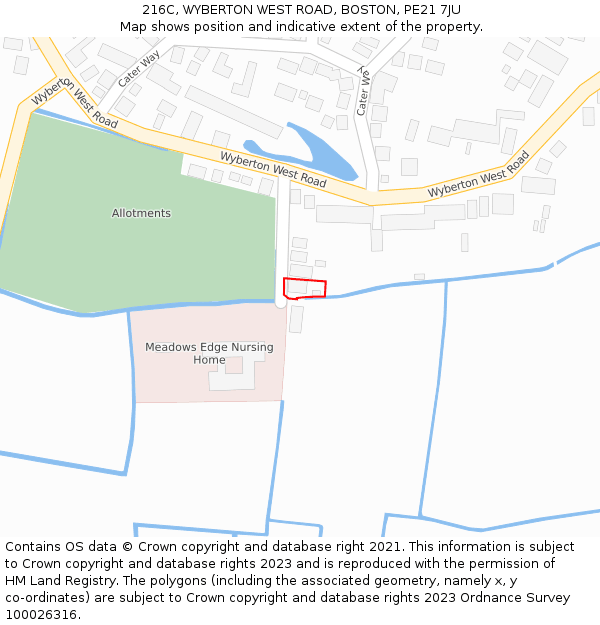 216C, WYBERTON WEST ROAD, BOSTON, PE21 7JU: Location map and indicative extent of plot