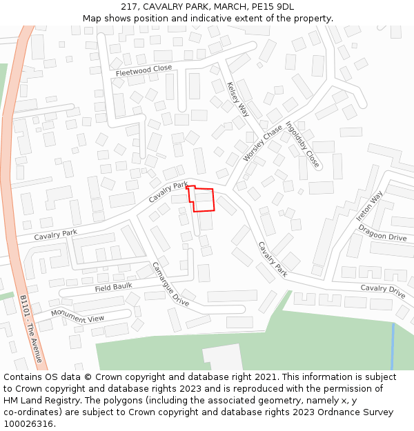 217, CAVALRY PARK, MARCH, PE15 9DL: Location map and indicative extent of plot