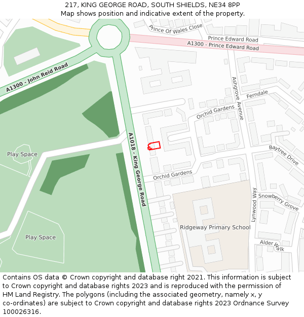 217, KING GEORGE ROAD, SOUTH SHIELDS, NE34 8PP: Location map and indicative extent of plot