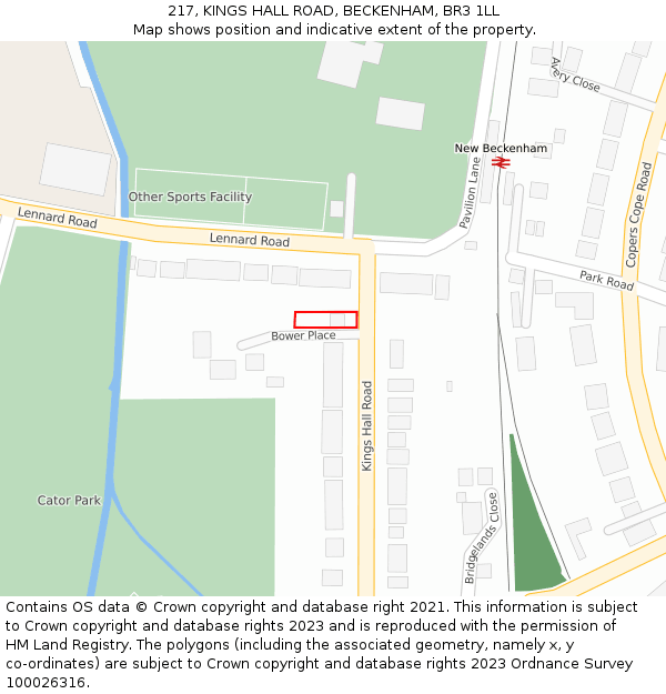 217, KINGS HALL ROAD, BECKENHAM, BR3 1LL: Location map and indicative extent of plot