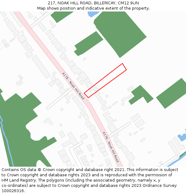 217, NOAK HILL ROAD, BILLERICAY, CM12 9UN: Location map and indicative extent of plot