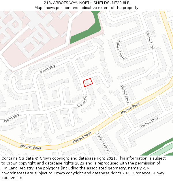 218, ABBOTS WAY, NORTH SHIELDS, NE29 8LR: Location map and indicative extent of plot