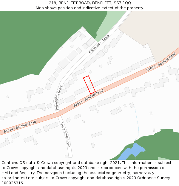 218, BENFLEET ROAD, BENFLEET, SS7 1QQ: Location map and indicative extent of plot