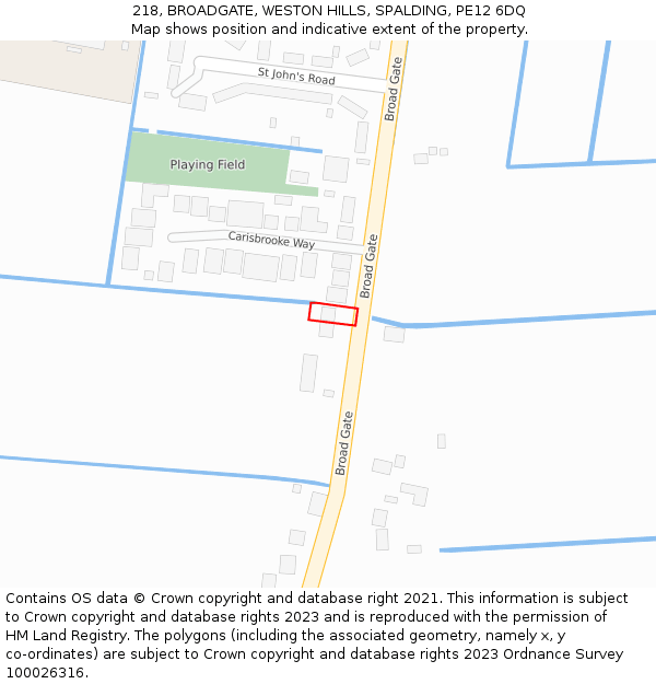 218, BROADGATE, WESTON HILLS, SPALDING, PE12 6DQ: Location map and indicative extent of plot