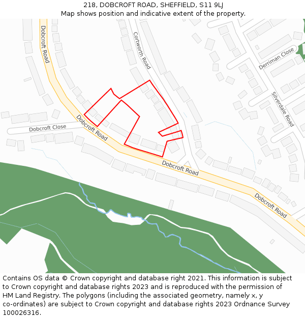 218, DOBCROFT ROAD, SHEFFIELD, S11 9LJ: Location map and indicative extent of plot