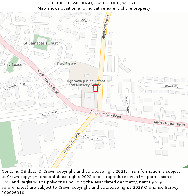 218, HIGHTOWN ROAD, LIVERSEDGE, WF15 8BL: Location map and indicative extent of plot