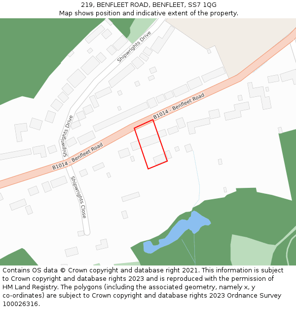 219, BENFLEET ROAD, BENFLEET, SS7 1QG: Location map and indicative extent of plot