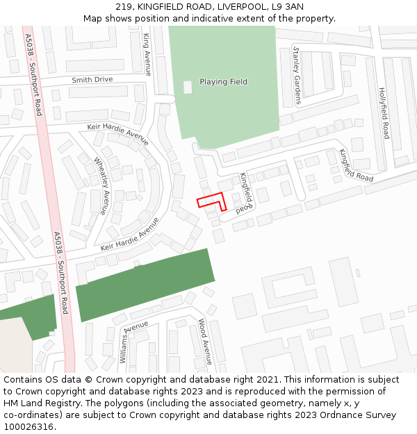 219, KINGFIELD ROAD, LIVERPOOL, L9 3AN: Location map and indicative extent of plot