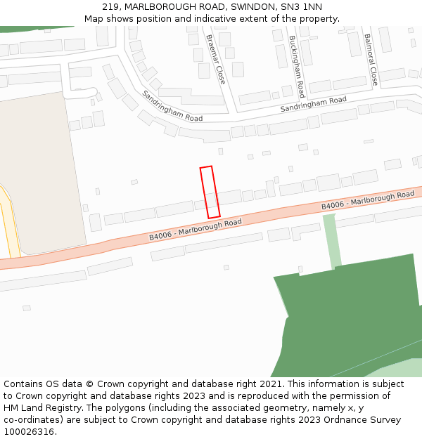 219, MARLBOROUGH ROAD, SWINDON, SN3 1NN: Location map and indicative extent of plot