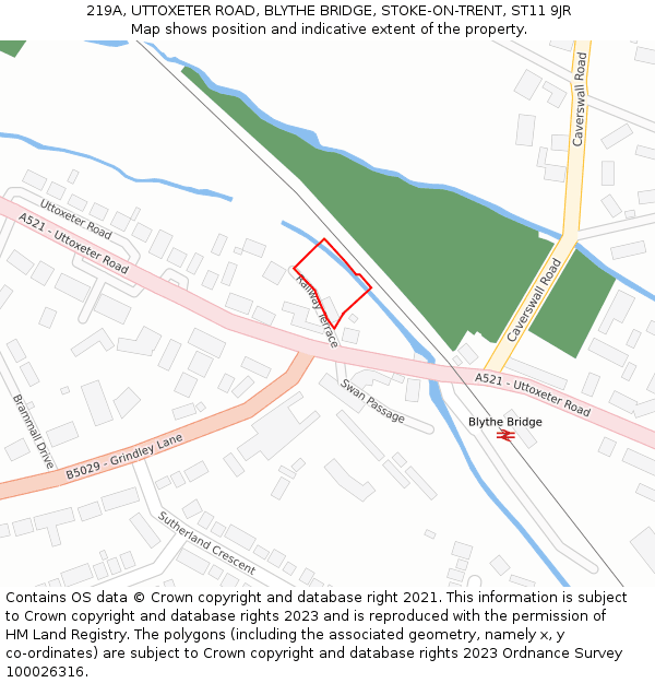 219A, UTTOXETER ROAD, BLYTHE BRIDGE, STOKE-ON-TRENT, ST11 9JR: Location map and indicative extent of plot