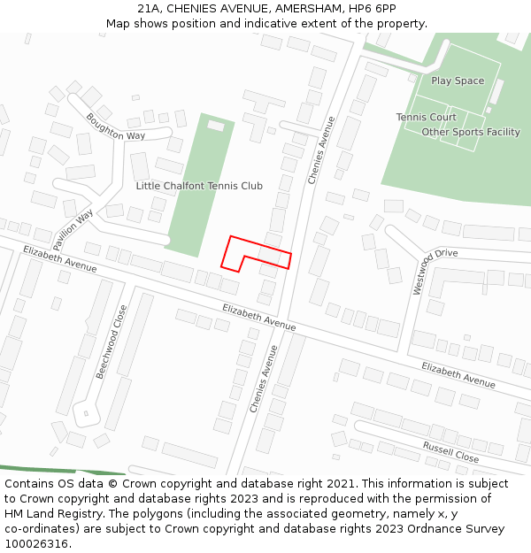 21A, CHENIES AVENUE, AMERSHAM, HP6 6PP: Location map and indicative extent of plot