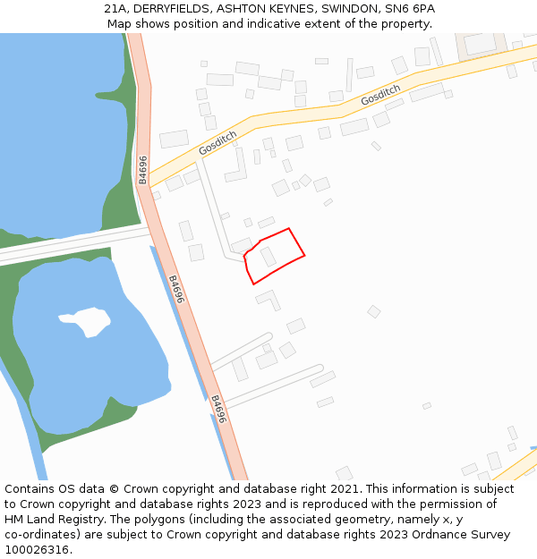 21A, DERRYFIELDS, ASHTON KEYNES, SWINDON, SN6 6PA: Location map and indicative extent of plot