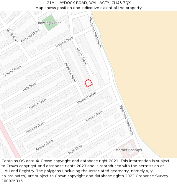 21A, HAYDOCK ROAD, WALLASEY, CH45 7QX: Location map and indicative extent of plot