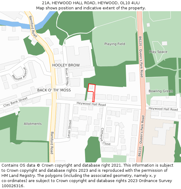 21A, HEYWOOD HALL ROAD, HEYWOOD, OL10 4UU: Location map and indicative extent of plot