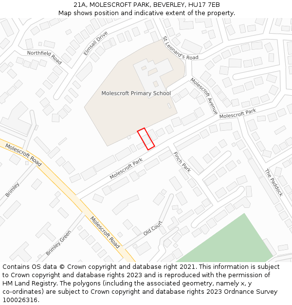 21A, MOLESCROFT PARK, BEVERLEY, HU17 7EB: Location map and indicative extent of plot
